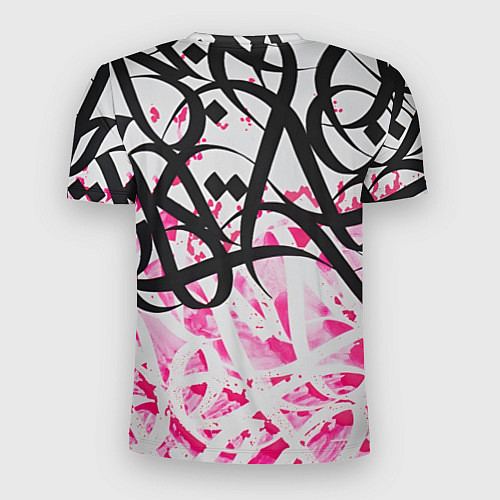 Мужская спорт-футболка Черно-розовая каллиграфия / 3D-принт – фото 2