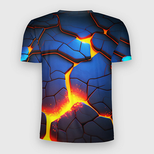 Мужская спорт-футболка Яркая неоновая лава, разломы / 3D-принт – фото 2