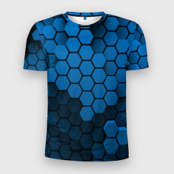 Футболка спортивная мужская Голубые соты абстракция, цвет: 3D-принт