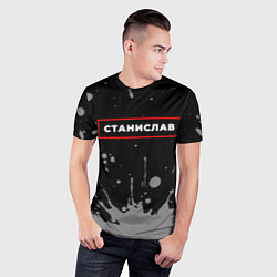Футболка спортивная мужская Станислав - в красной рамке на темном, цвет: 3D-принт — фото 2
