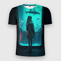 Футболка спортивная мужская Девушка и аквариум, цвет: 3D-принт