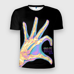Мужская спорт-футболка Сердечко левой рукой - неоновый рентген