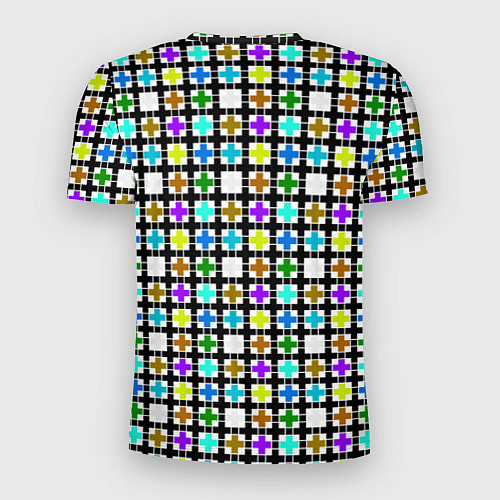 Мужская спорт-футболка Геометрический узор в клетку разноцветный / 3D-принт – фото 2