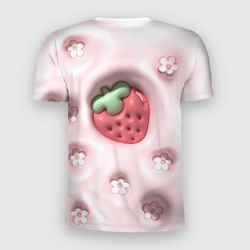 Мужская спорт-футболка Объемная вдавленная клубника и цветочки / 3D-принт – фото 2