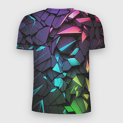 Мужская спорт-футболка Неоновые абстрактные каменные плиты / 3D-принт – фото 2