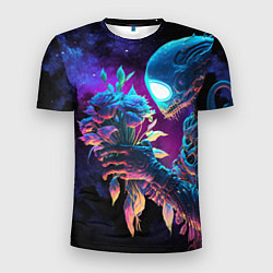 Мужская спорт-футболка Инопланетянин с неоновыми цветами