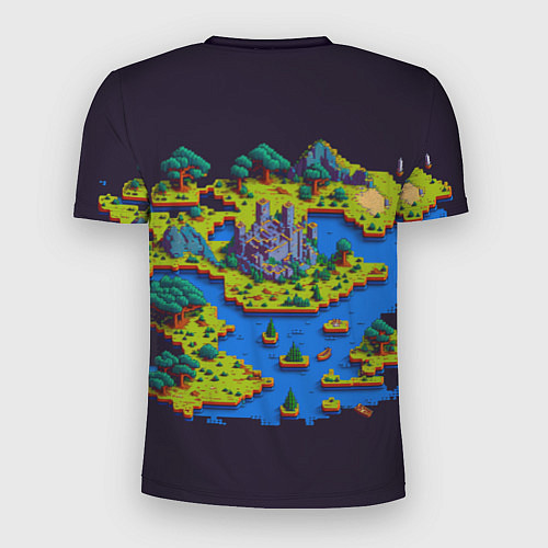 Мужская спорт-футболка Пиксельный остров и замок / 3D-принт – фото 2