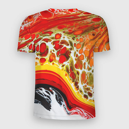 Мужская спорт-футболка Брызги краски - красные, оранжевые разводы / 3D-принт – фото 2
