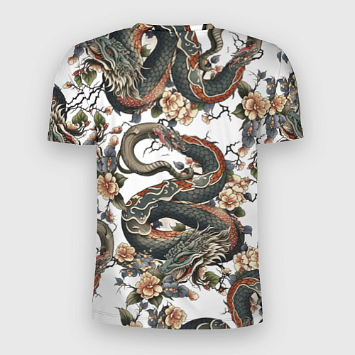 Мужская спорт-футболка Тату японский дракон / 3D-принт – фото 2