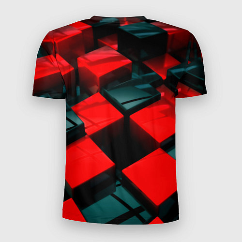 Мужская спорт-футболка Кубы геометрии красный и чёрный / 3D-принт – фото 2