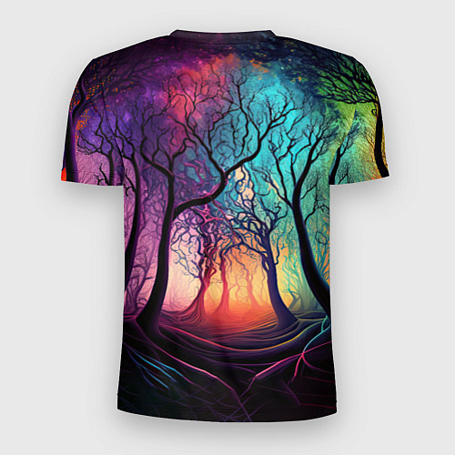 Мужская спорт-футболка Разноцветный неоновый лес / 3D-принт – фото 2