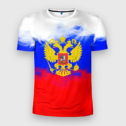 Мужская спорт-футболка Russia флаг герб