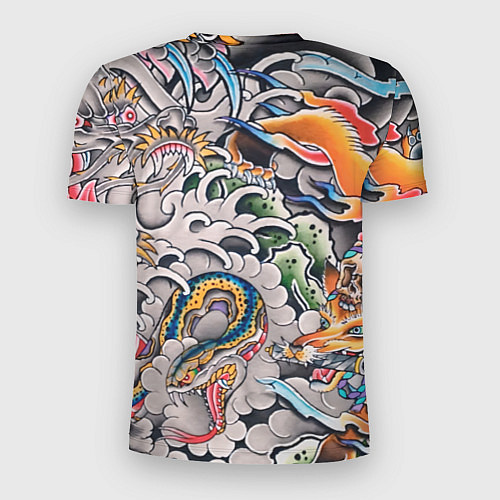 Мужская спорт-футболка Иредзуми: дракон и лис / 3D-принт – фото 2