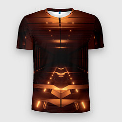 Мужская спорт-футболка Оранжевые фонари в полной темноте