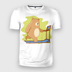Мужская спорт-футболка Медведь на беговой дорожке