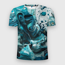 Мужская спорт-футболка Абстрактные голубые брызги краски