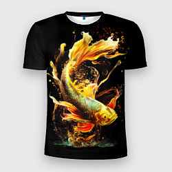 Мужская спорт-футболка Рыба пламенный дракон