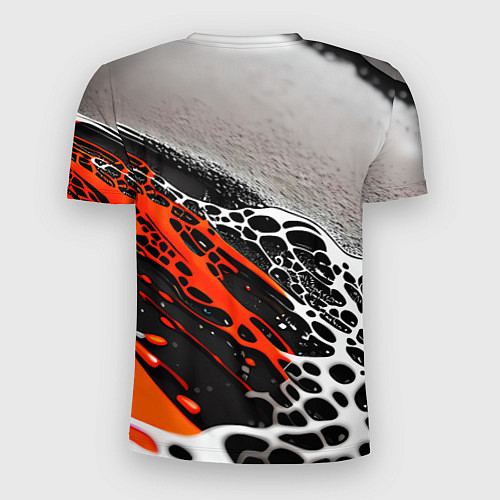 Мужская спорт-футболка Черно-оранжевые капли / 3D-принт – фото 2