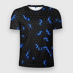 Мужская спорт-футболка Неоновая стальная броня с эффектом свечения