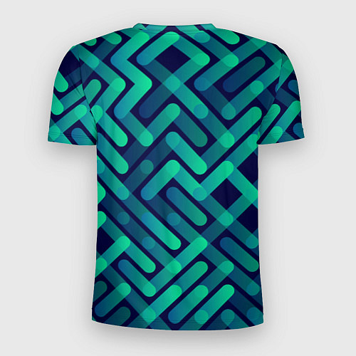 Мужская спорт-футболка Бирюзовые линии / 3D-принт – фото 2