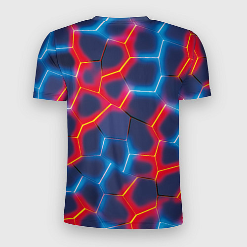 Мужская спорт-футболка Красный и синий неон / 3D-принт – фото 2