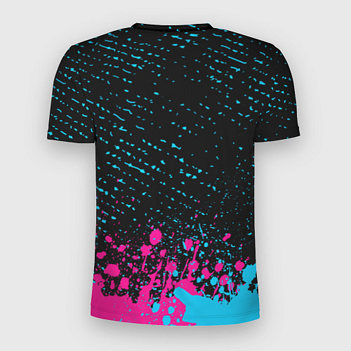 Мужская спорт-футболка Nine Inch Nails - neon gradient: символ сверху / 3D-принт – фото 2