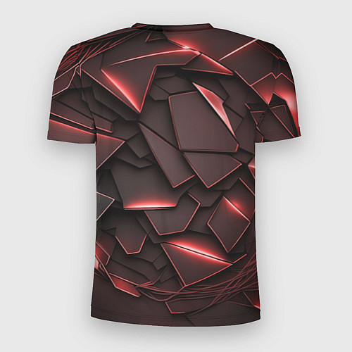 Мужская спорт-футболка Красные элементы с неоновым свечением / 3D-принт – фото 2