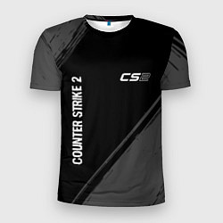 Мужская спорт-футболка Counter Strike 2 glitch на темном фоне: надпись, с