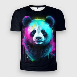 Мужская спорт-футболка Панда в неоновых красках