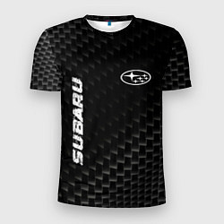 Мужская спорт-футболка Subaru карбоновый фон