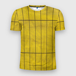 Футболка спортивная мужская Жёлтый фон и чёрные параллельные линии, цвет: 3D-принт