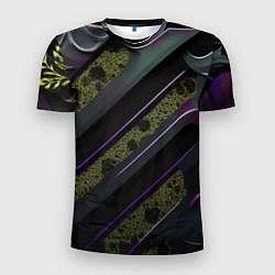 Футболка спортивная мужская Фиолетовые и зеленые вставки, цвет: 3D-принт