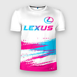 Футболка спортивная мужская Lexus neon gradient style: символ сверху, цвет: 3D-принт