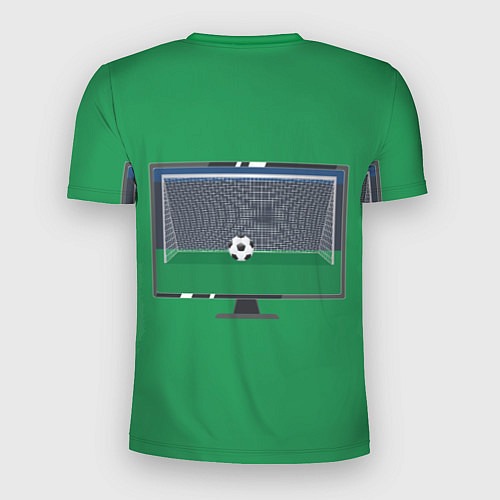 Мужская спорт-футболка Футбольный мяч и ворота на экране монитора / 3D-принт – фото 2