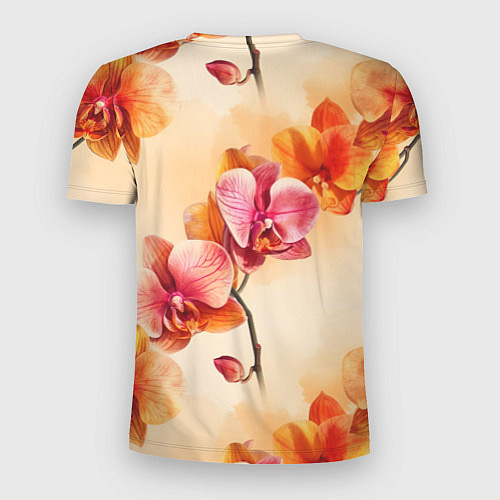 Мужская спорт-футболка Акварельные цветы - персиковый паттерн / 3D-принт – фото 2