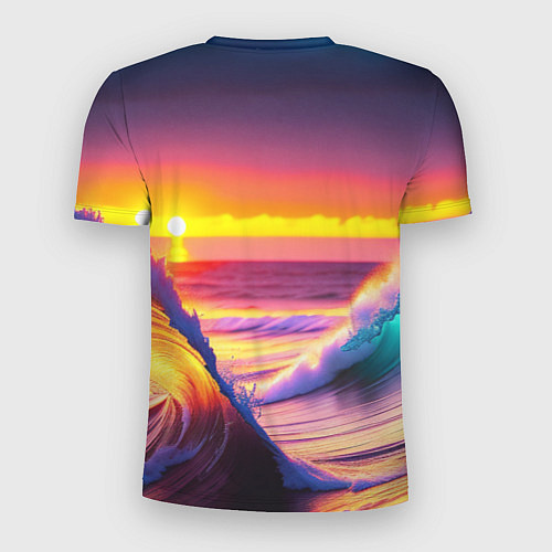 Мужская спорт-футболка Волны на закате / 3D-принт – фото 2