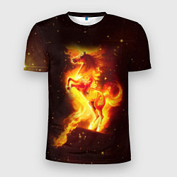 Мужская спорт-футболка Пылающий фантастический конь