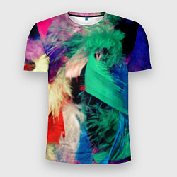 Мужская спорт-футболка Неоновые перья павлина