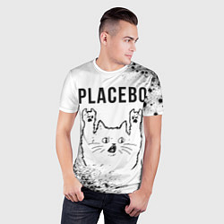 Футболка спортивная мужская Placebo рок кот на светлом фоне, цвет: 3D-принт — фото 2