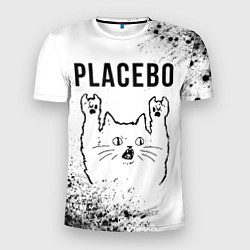Футболка спортивная мужская Placebo рок кот на светлом фоне, цвет: 3D-принт