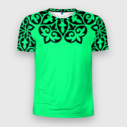 Мужская спорт-футболка Мандала на неоновом кислотном цвете
