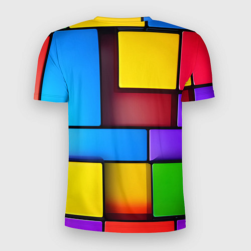 Мужская спорт-футболка Красочные объемные блоки / 3D-принт – фото 2