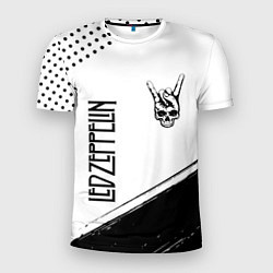 Мужская спорт-футболка Led Zeppelin и рок символ на светлом фоне