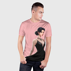 Футболка спортивная мужская Girl in black dress - pink, цвет: 3D-принт — фото 2