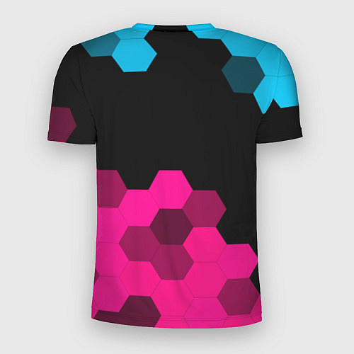 Мужская спорт-футболка Lexus - neon gradient: символ сверху / 3D-принт – фото 2