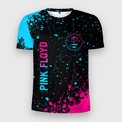 Мужская спорт-футболка Pink Floyd - neon gradient: надпись, символ