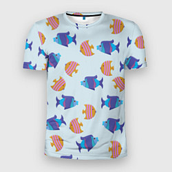 Мужская спорт-футболка Паттерн из двух ярких рыбок