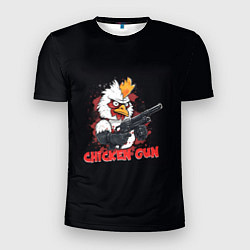 Мужская спорт-футболка Chicken gun pew pew