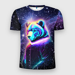 Мужская спорт-футболка Светящийся космический медведь
