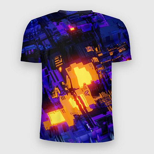 Мужская спорт-футболка Фиолетовая и оранжевая схема / 3D-принт – фото 2